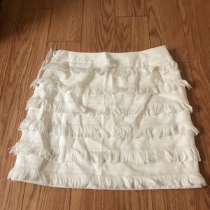 The Limited white fringe skirt